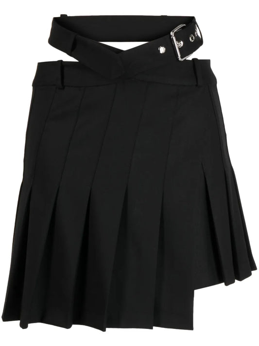 Pleated Asymmetric Mini Skirt