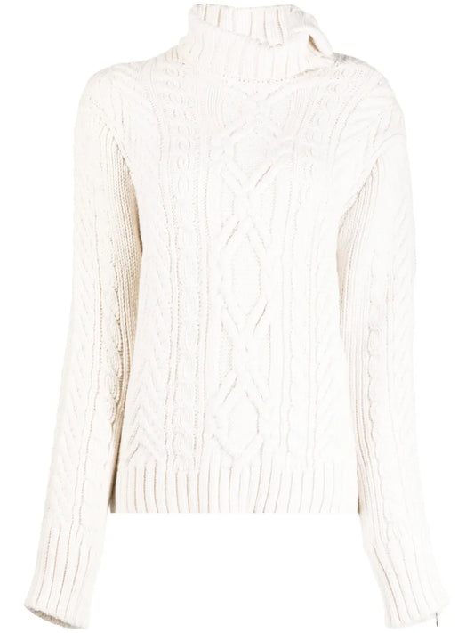Cable-Knit Zip-Detail Jumper