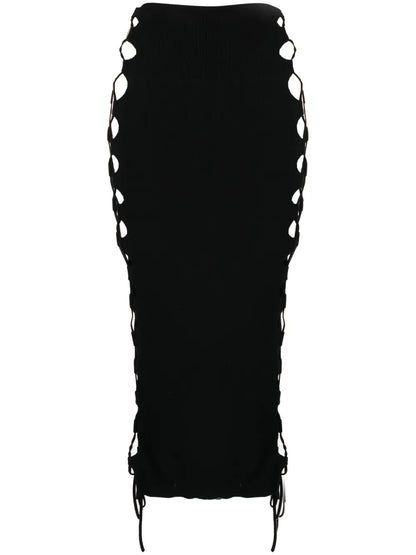 Lace-Up Detailed Knitted Skirt