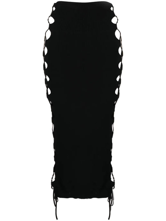 Lace-Up Detailed Knitted Skirt