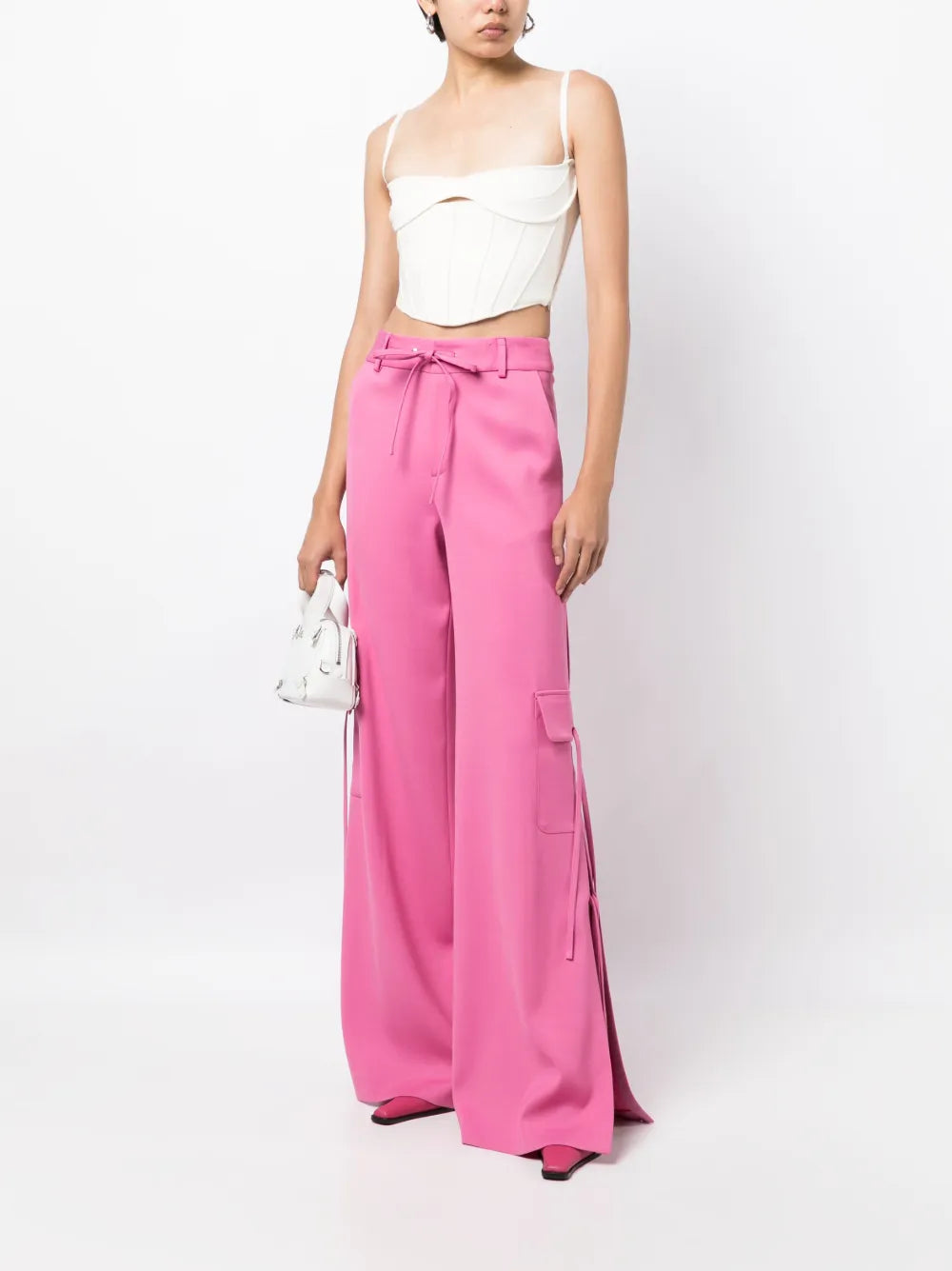 High-Waisted Side-Slit Cargo Trousers