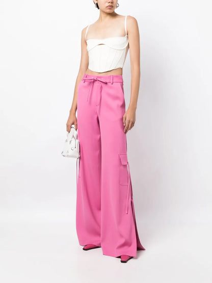 High-Waisted Side-Slit Cargo Trousers