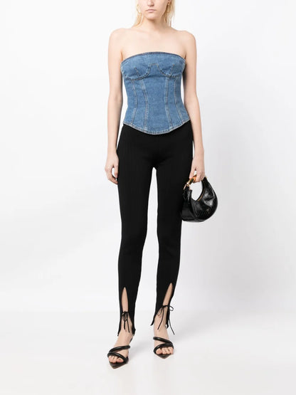 Pinstriped Lace-Up Trousers