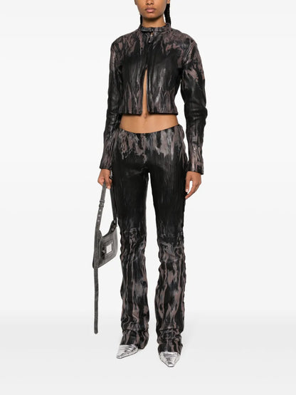Faded-Effect Flared Trousers