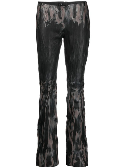 Faded-Effect Flared Trousers