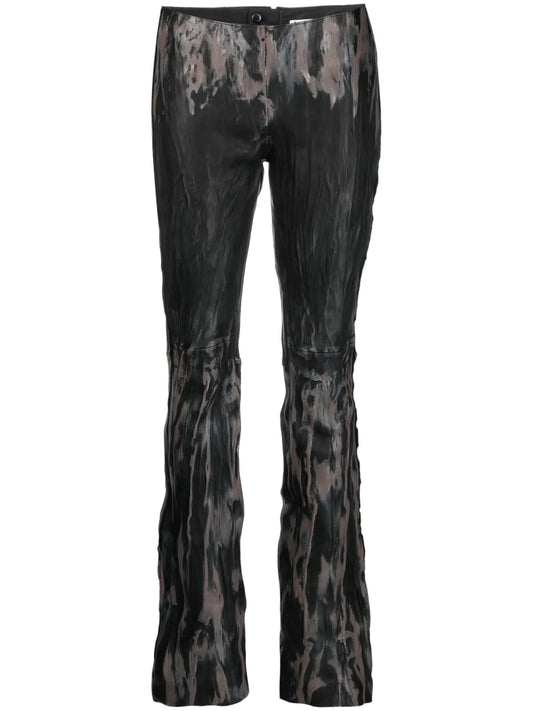 Faded-Effect Flared Trousers