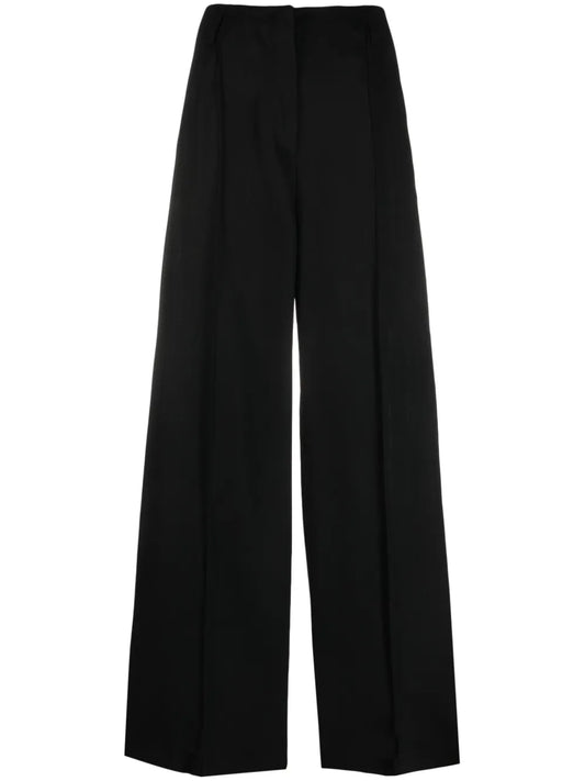 High-Waisted Wool-Cotton Palazzo Pants