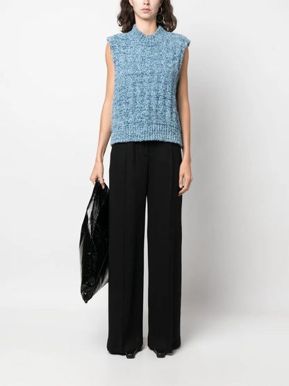 High-Waisted Wool-Cotton Palazzo Pants