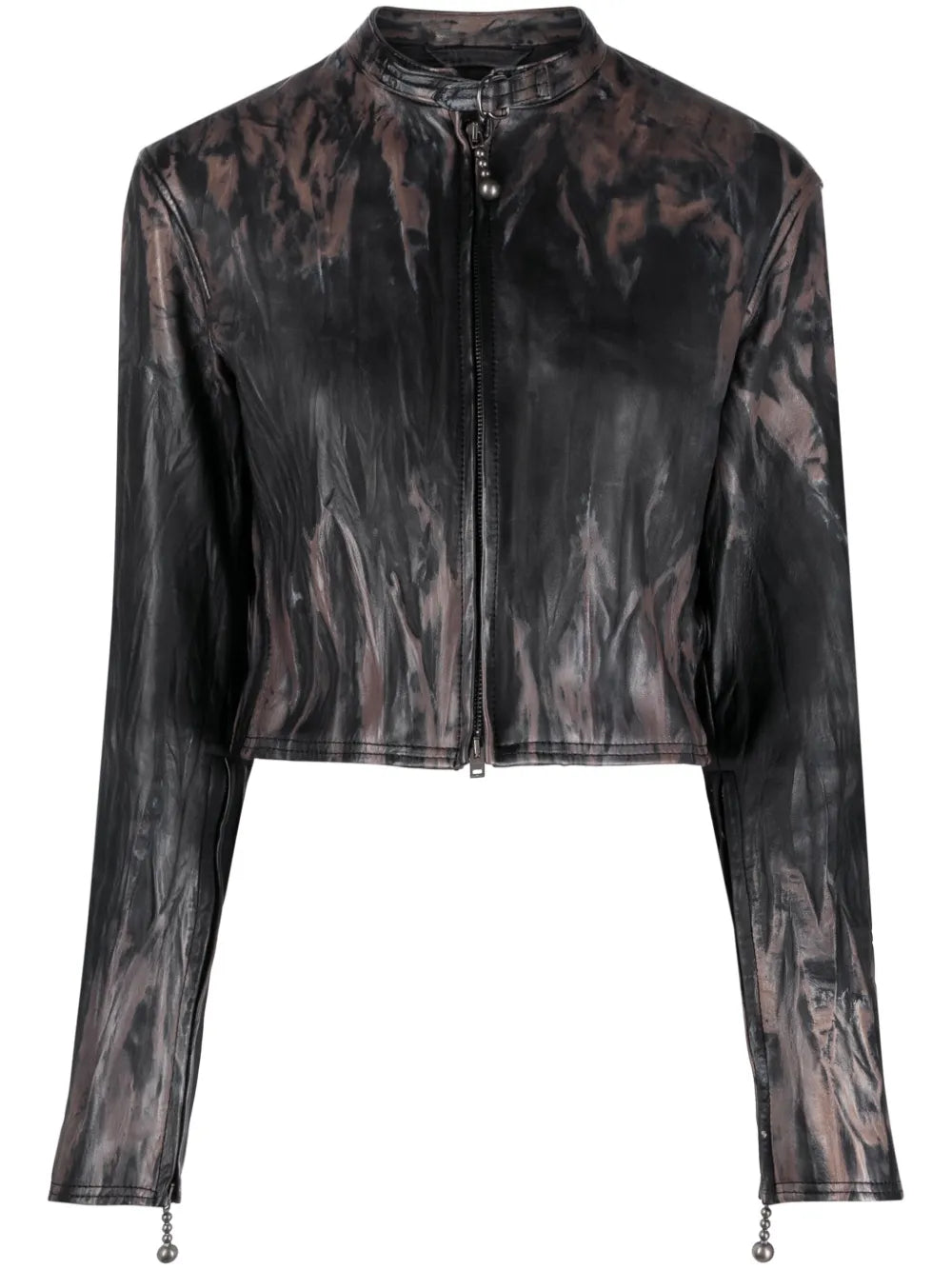 Faded-Effect Leather Jacket