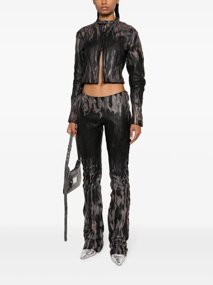 Faded-Effect Leather Jacket