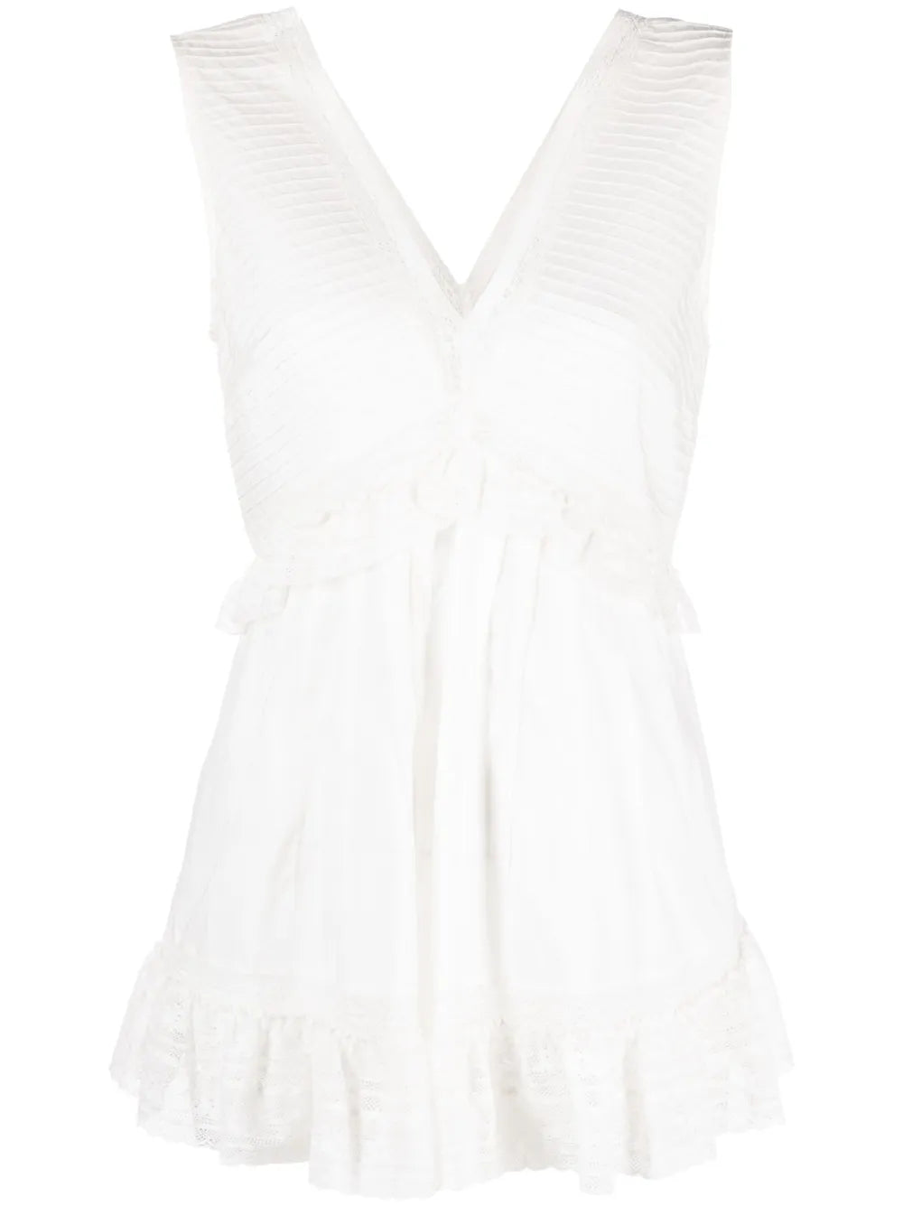 Ruffled V-Neck Sleeveless Blouse