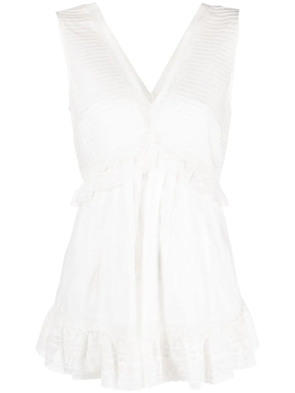 Ruffled V-Neck Sleeveless Blouse