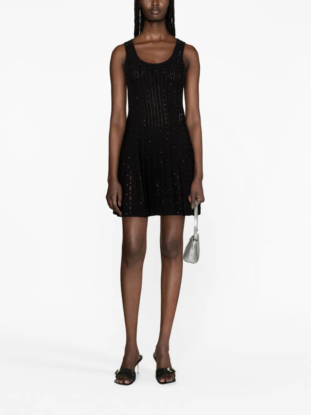 Plissé-Knit Sleeveless Minidress