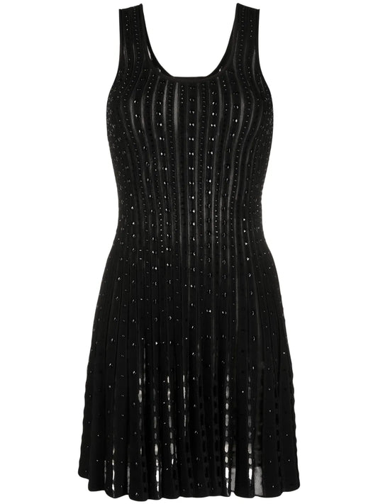 Plissé-Knit Sleeveless Minidress