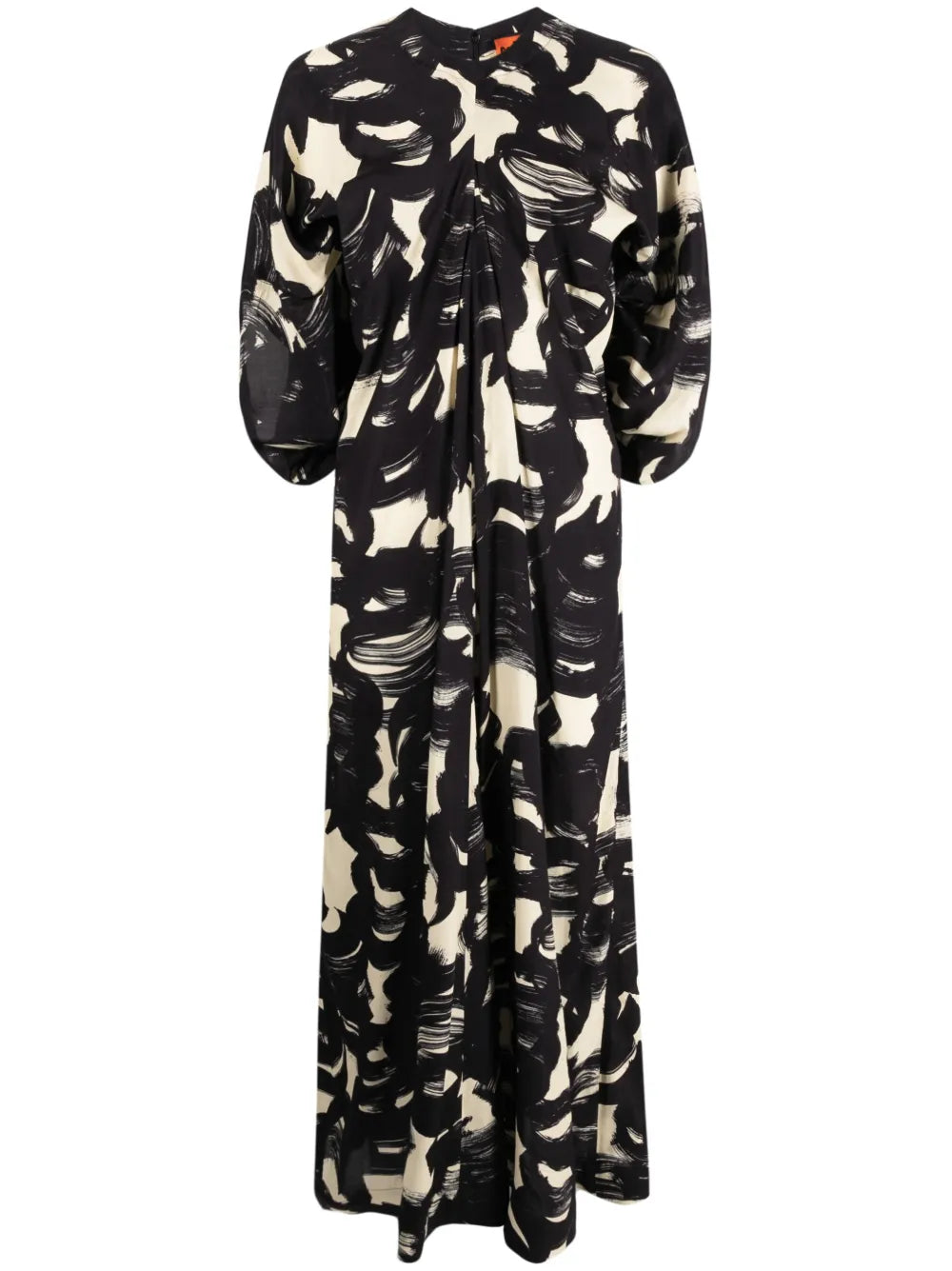 Cocoon Brushstroke-Print Maxi Dress