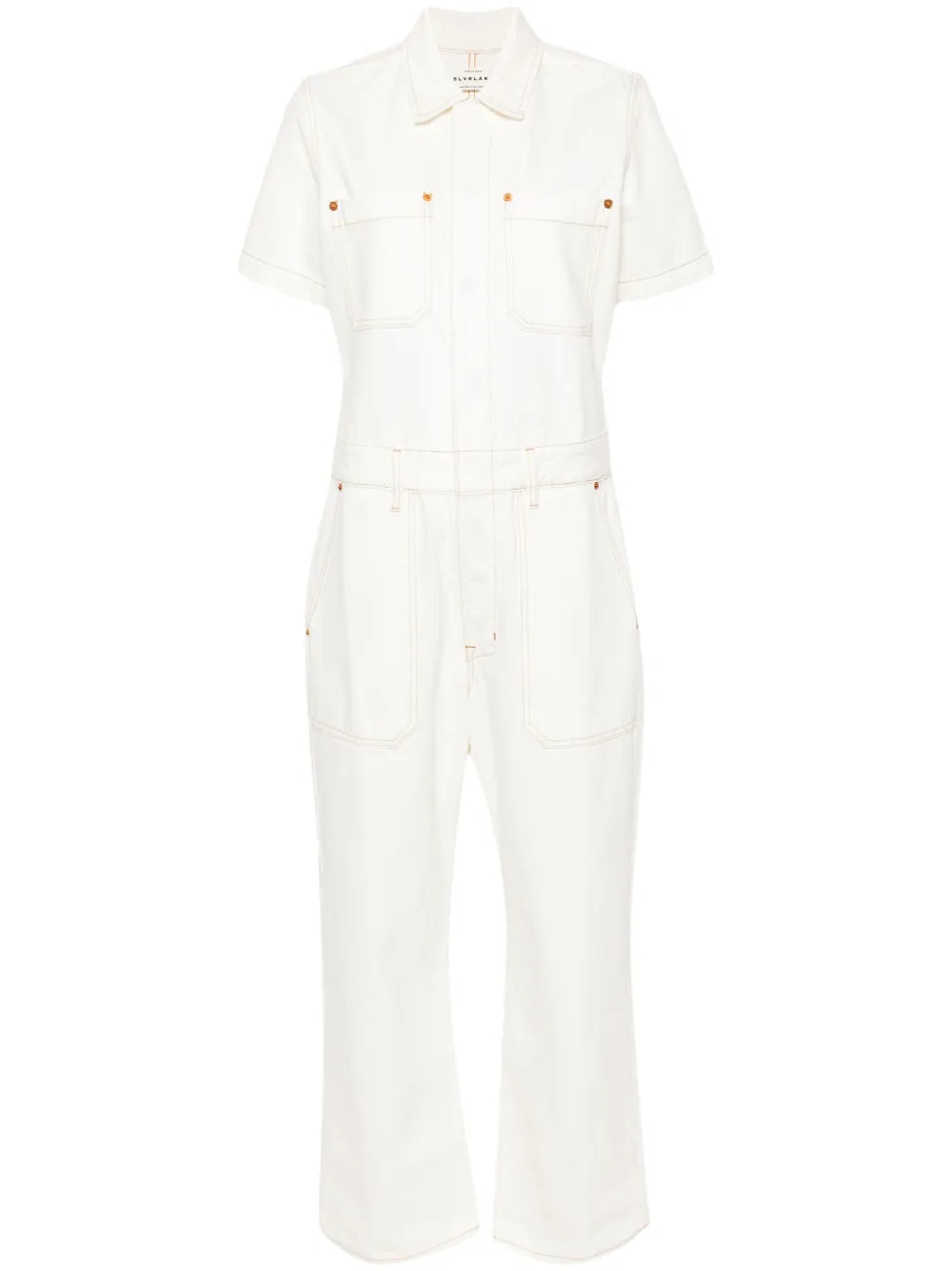 Short-Sleeved Twill Jumpsuit