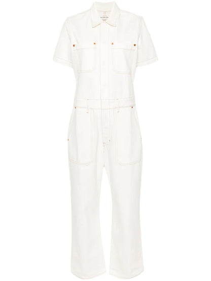 Short-Sleeved Twill Jumpsuit
