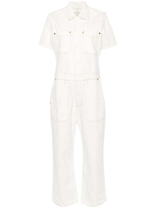 Short-Sleeved Twill Jumpsuit