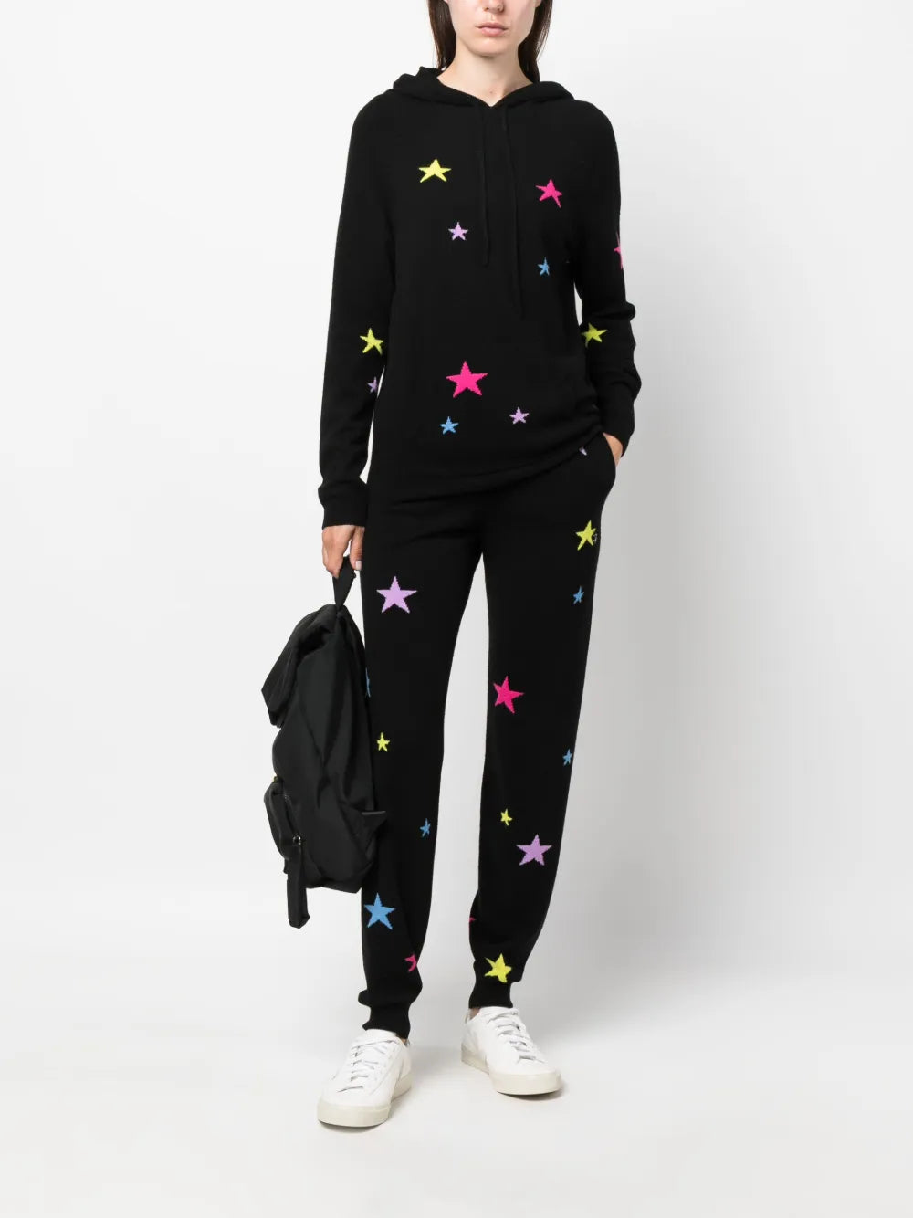Star-Print Knitted Hoodie