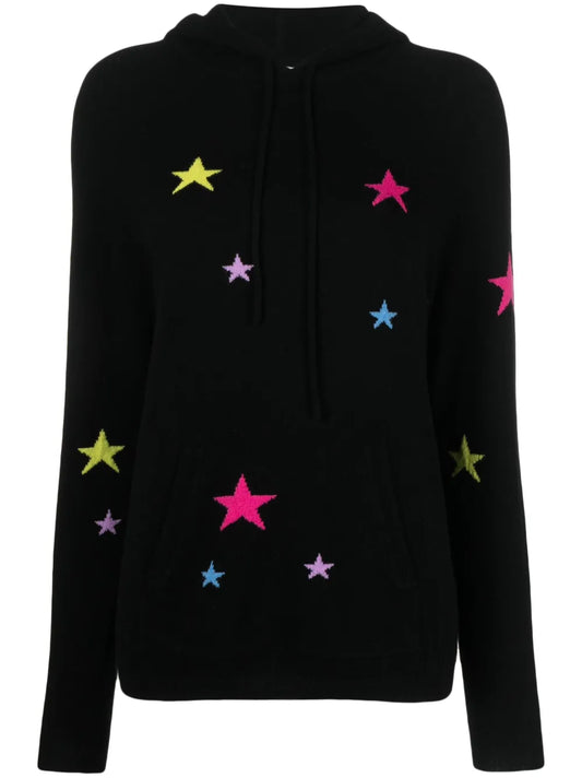 Star-Print Knitted Hoodie