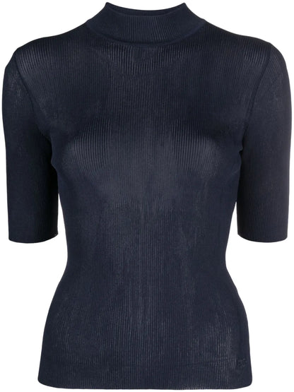 Short-Sleeve Ribbed-Knit Top