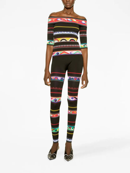 Abstract-Print Stirrup Leggings
