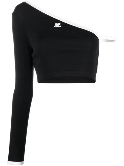 One-Shoulder Knit Crop Top