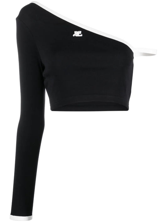 One-Shoulder Knit Crop Top