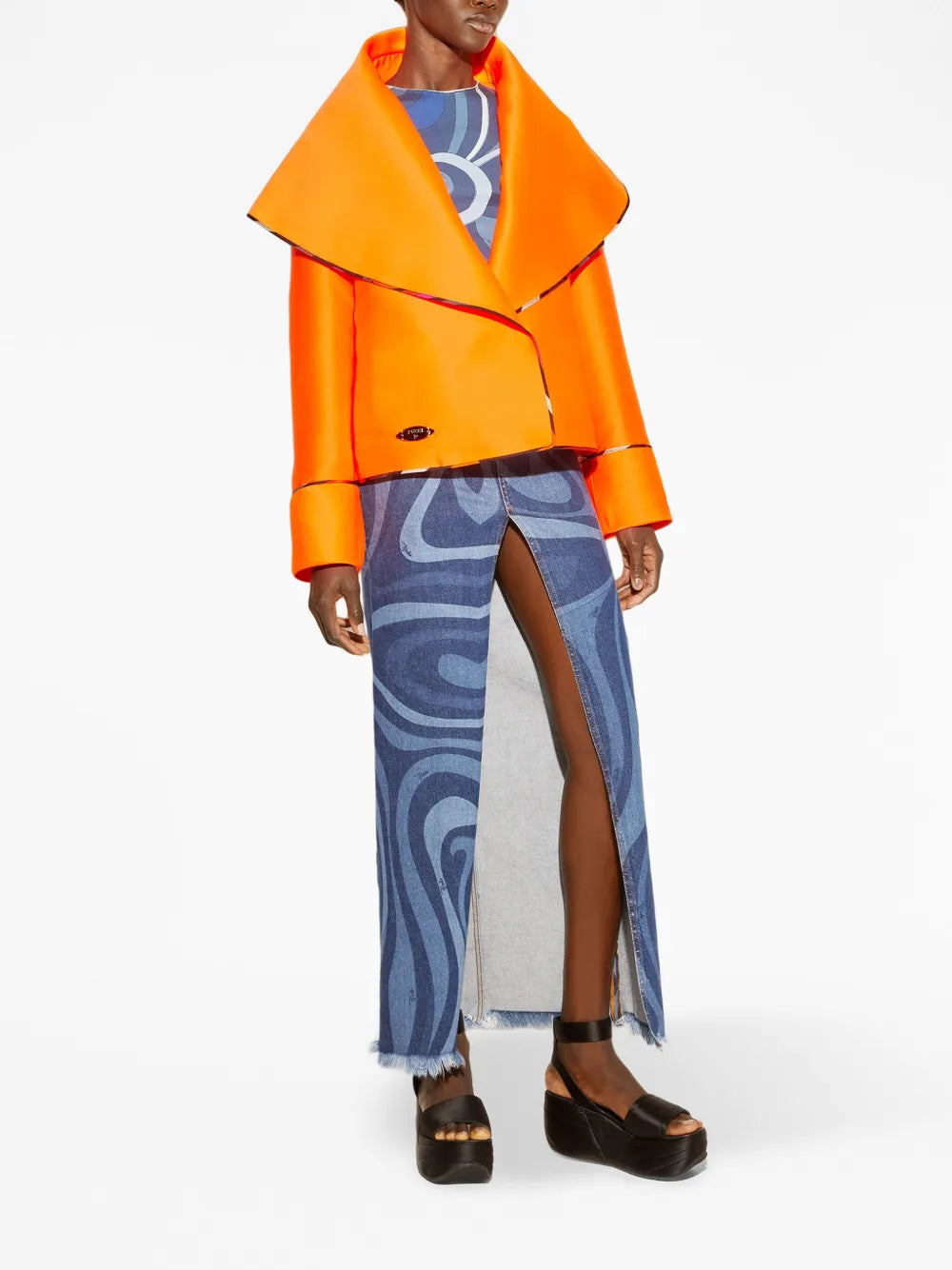 Logo-Plaque Wide-Collar Jacket