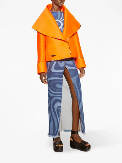 Logo-Plaque Wide-Collar Jacket