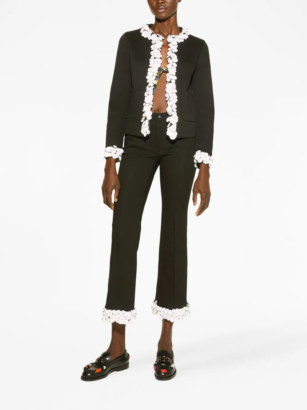 Floral-Appliqué Cotton Jacket