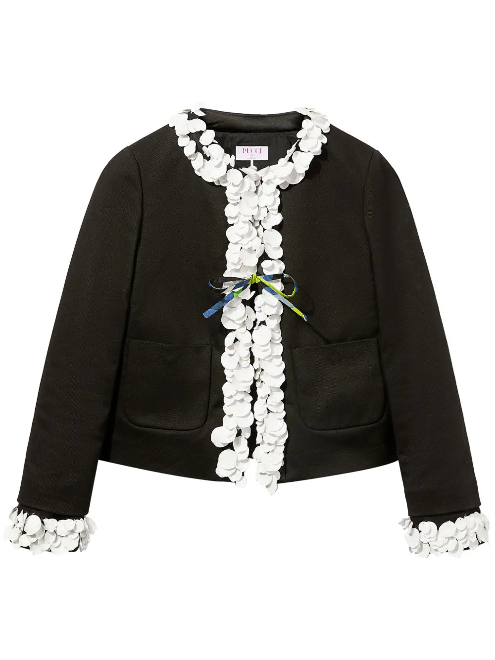 Floral-Appliqué Cotton Jacket