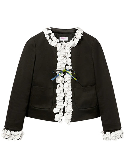 Floral-Appliqué Cotton Jacket