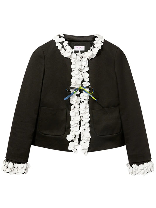 Floral-Appliqué Cotton Jacket