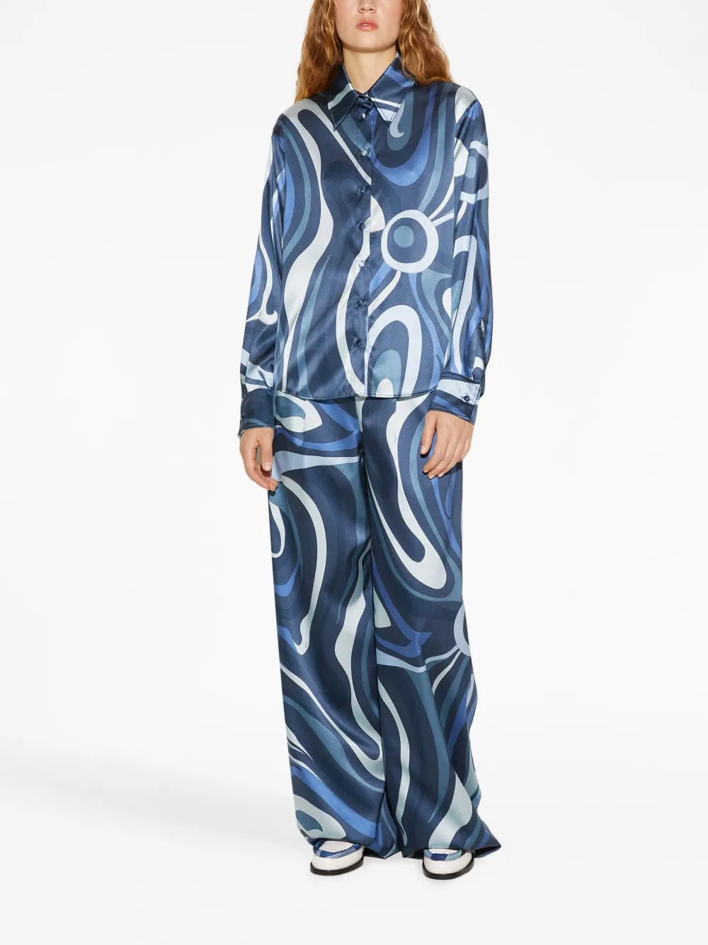 Marmo-Print Silk Shirt