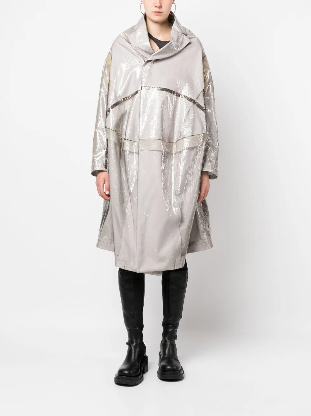 Asymmetric Embossed Raincoat