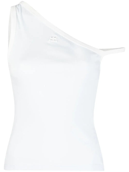 Logo-Embroidered One-Shoulder Top