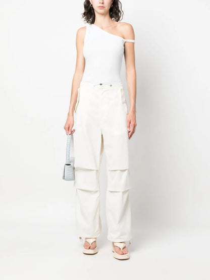 Logo-Embroidered One-Shoulder Top