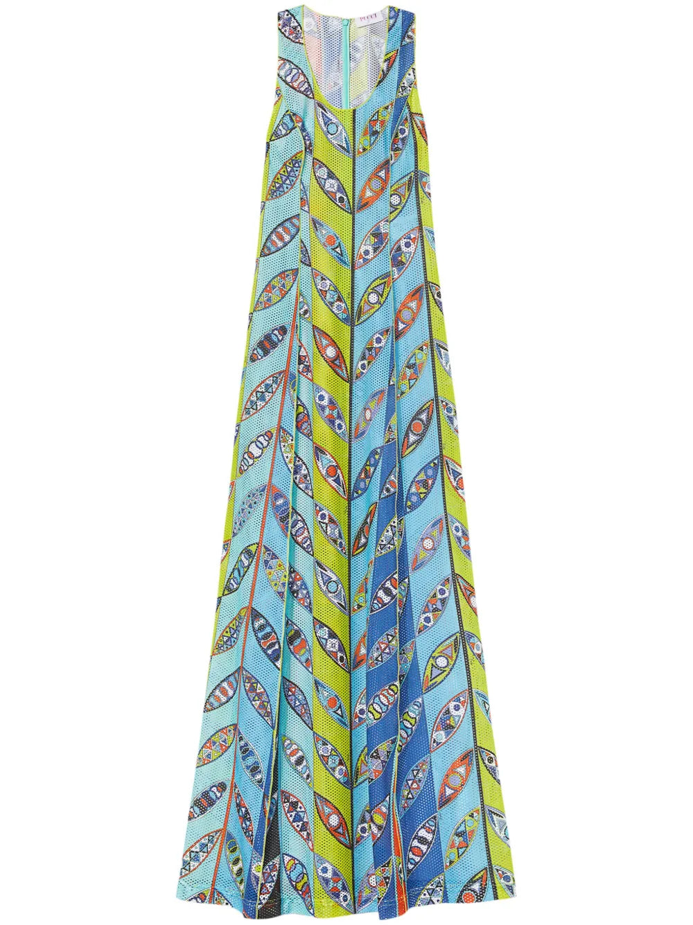 Girandole-Print Mesh Maxi Dress