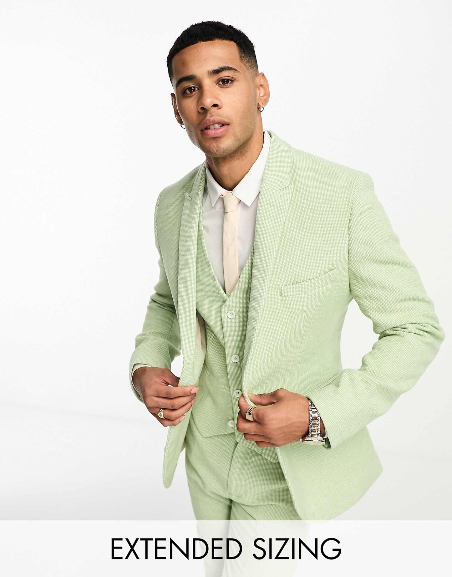 Wedding Super Skinny Wool Mix Puppytooth Suit Jacket