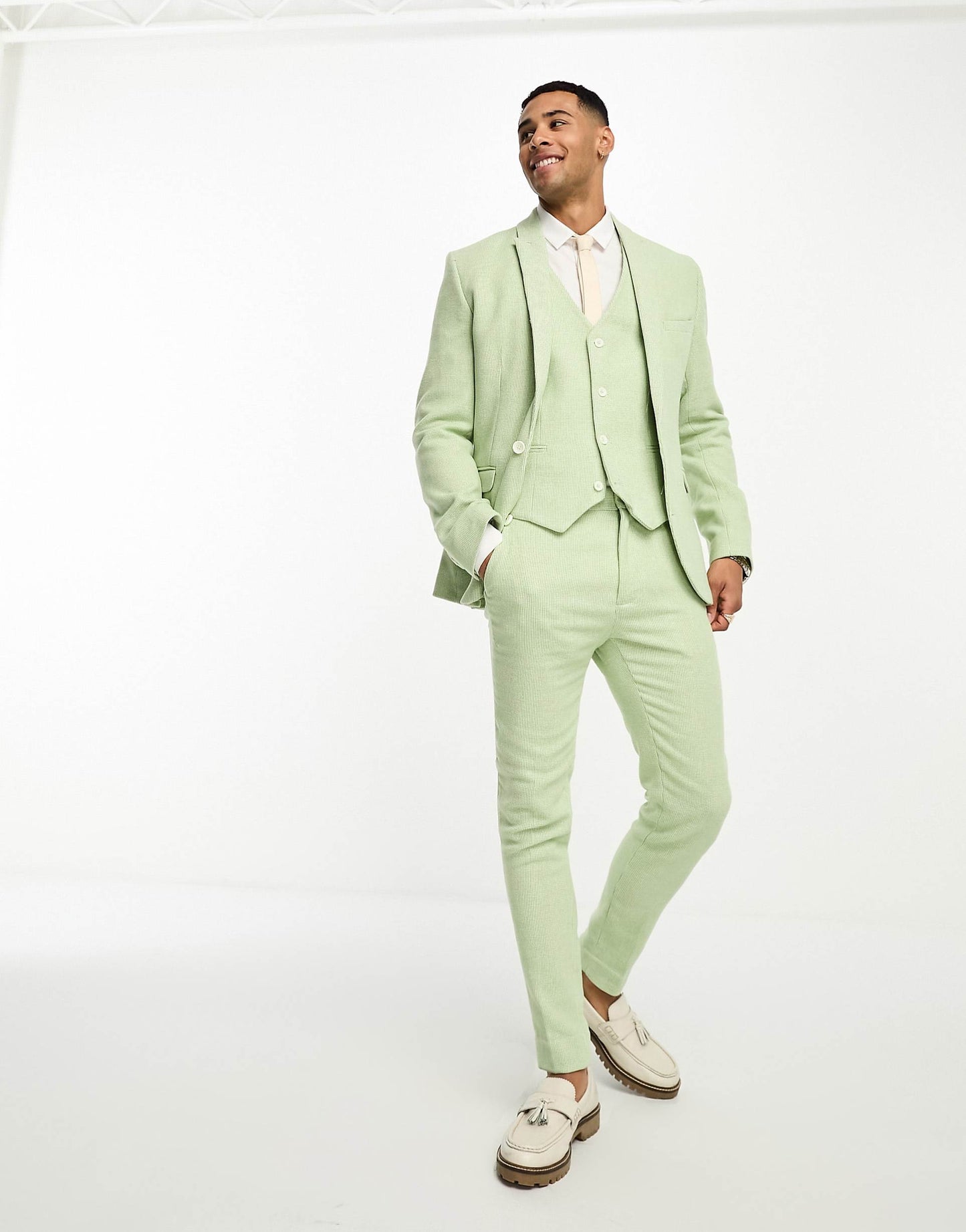 Wedding Super Skinny Wool Mix Puppytooth Suit Jacket