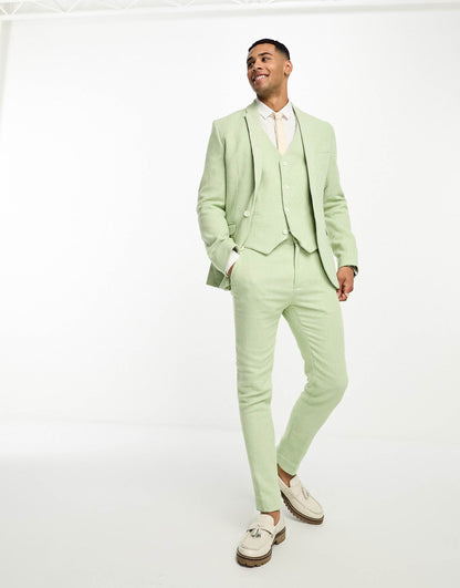 Wedding Super Skinny Wool Mix Puppytooth Suit Jacket