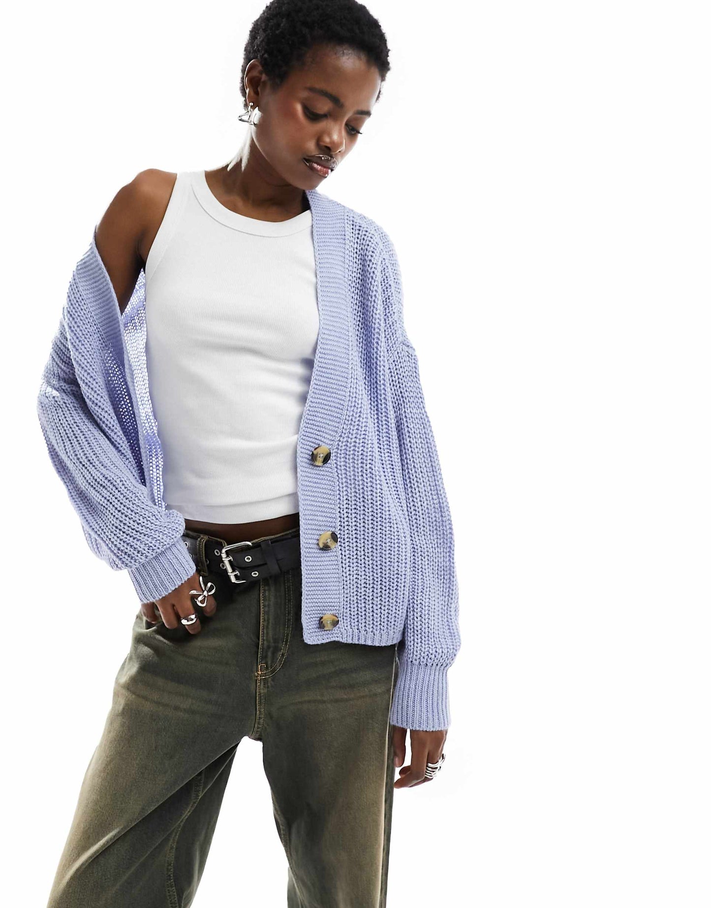 Ribbed Knit Button Down Cardigan