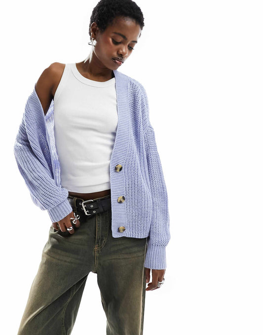 Ribbed Knit Button Down Cardigan