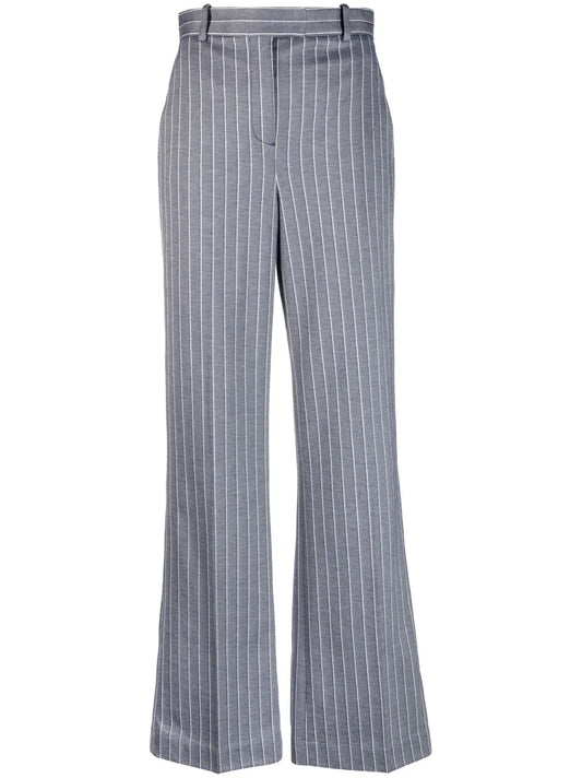 Pinstripe-Pattern Flared Trousers