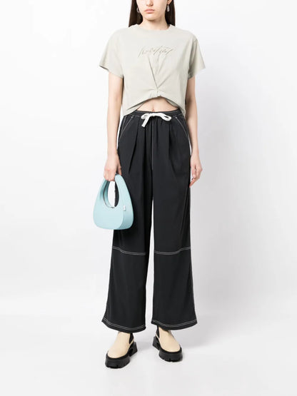 Embroidered-Logo Cropped T-Shirt
