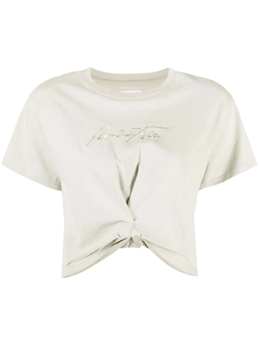 Embroidered-Logo Cropped T-Shirt