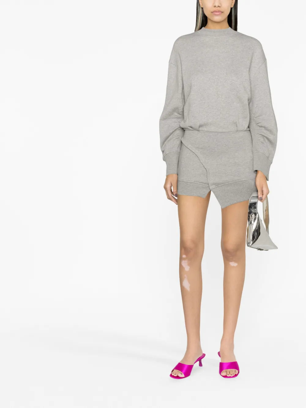 Gathered-Sleeve Sweatshirt Minidress