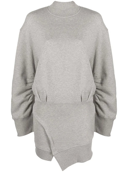 Gathered-Sleeve Sweatshirt Minidress