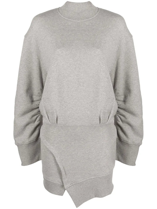 Gathered-Sleeve Sweatshirt Minidress